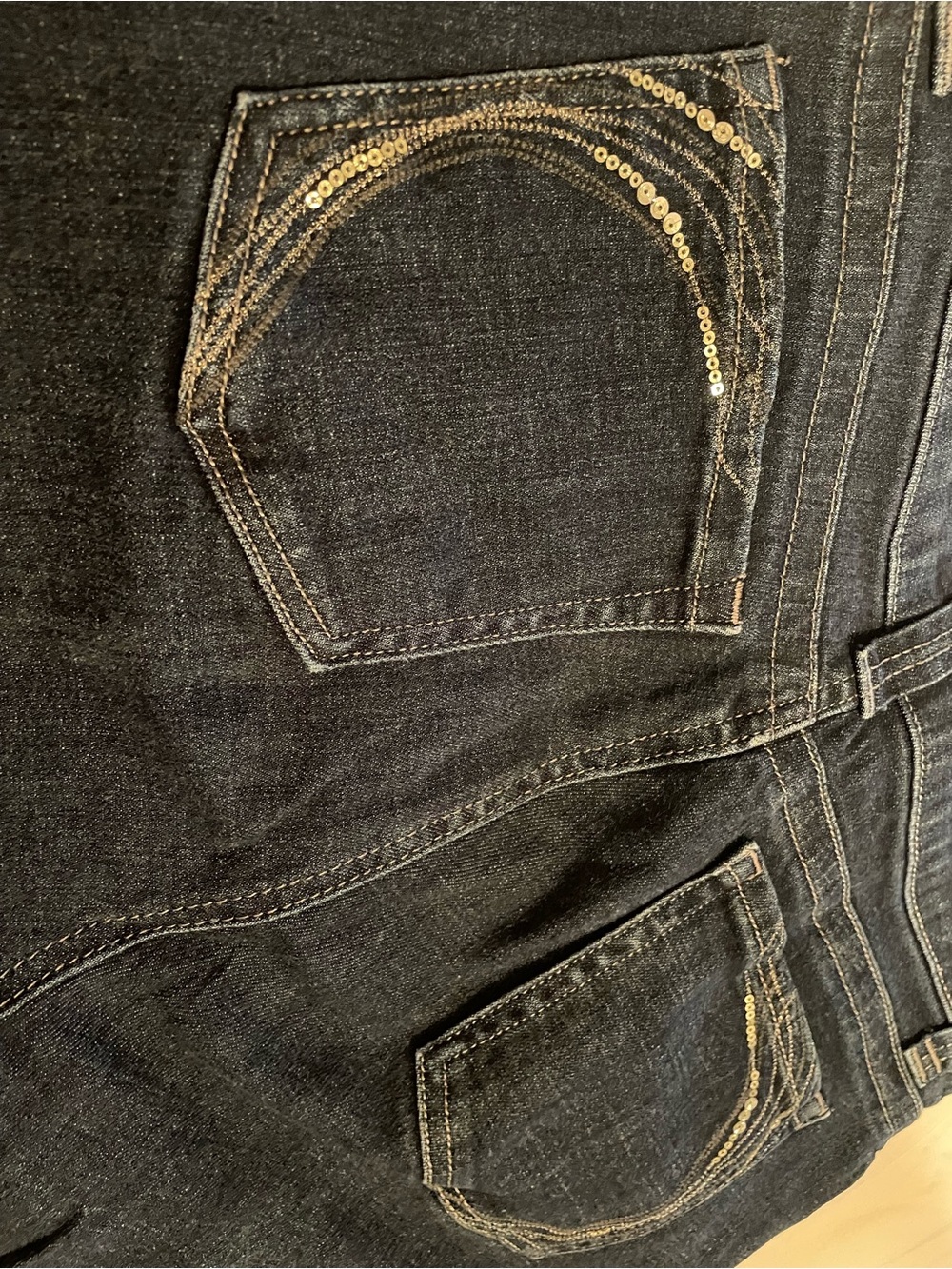 Lee Black Skinny Jeans with Gold Sequin Pocket Arcs